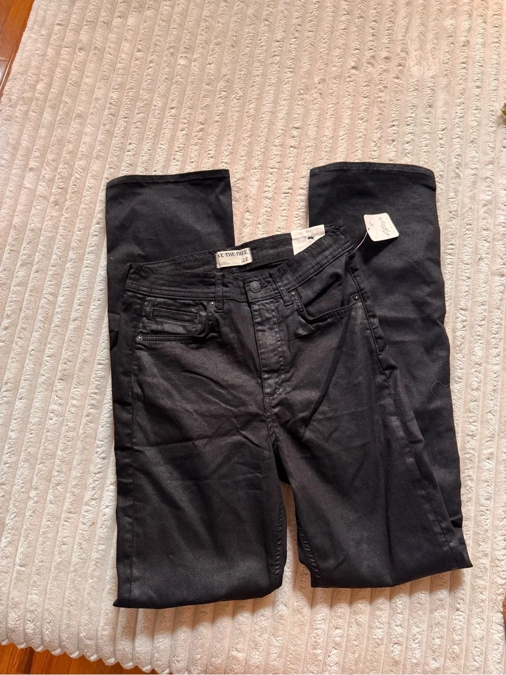 Nwt $128 Free People We The Free Xena Coated Straight Jeans Size 28